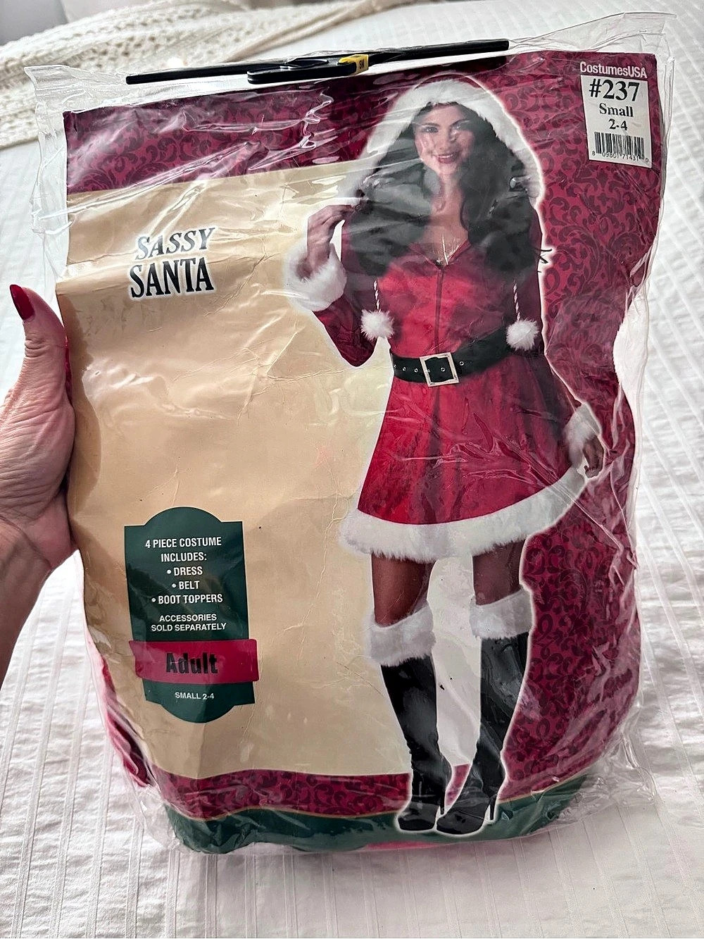 CostumesUSA Sassy Santa Costume Red & White Adult 2-4